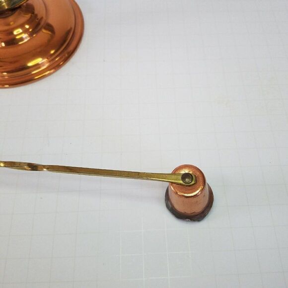 Vintage Coppercraft Guild Double Taper 10" Candle Holder Copper Brass & Snuffer - Picture 9 of 9